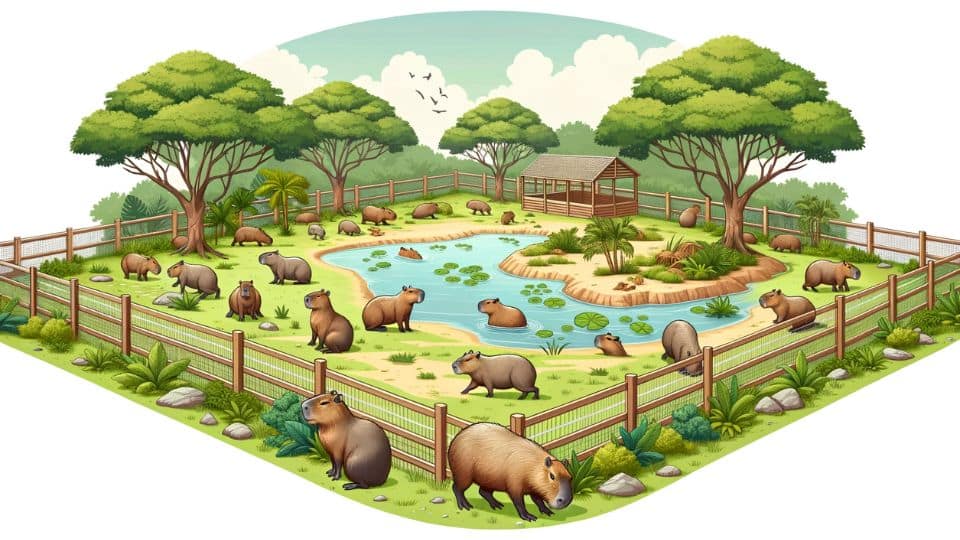 Illustration of an ideal outdoor environment for capybaras