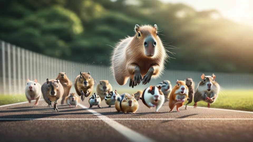 Photo of a race between various rodents