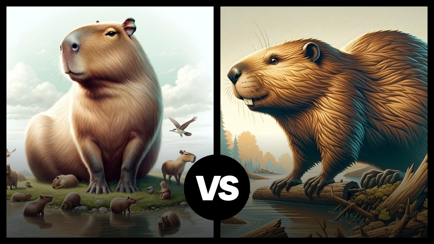 a collage of beaver and capybara showing their personalities