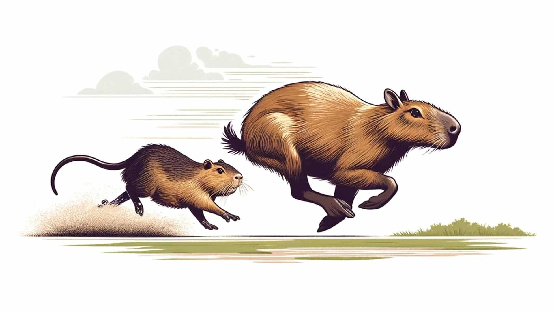 An illustrative depiction of the running speeds of a capybara and a nutria.