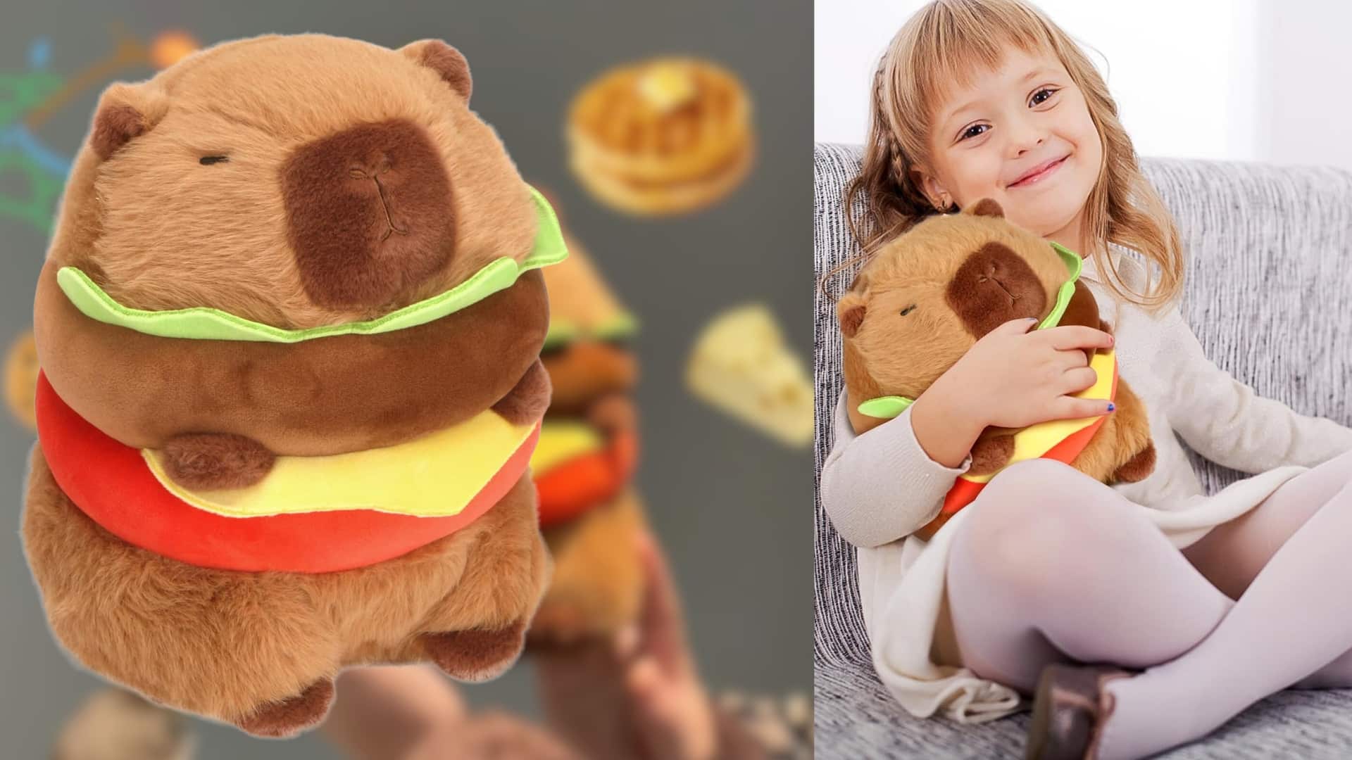 capybara plush made into a hamburger