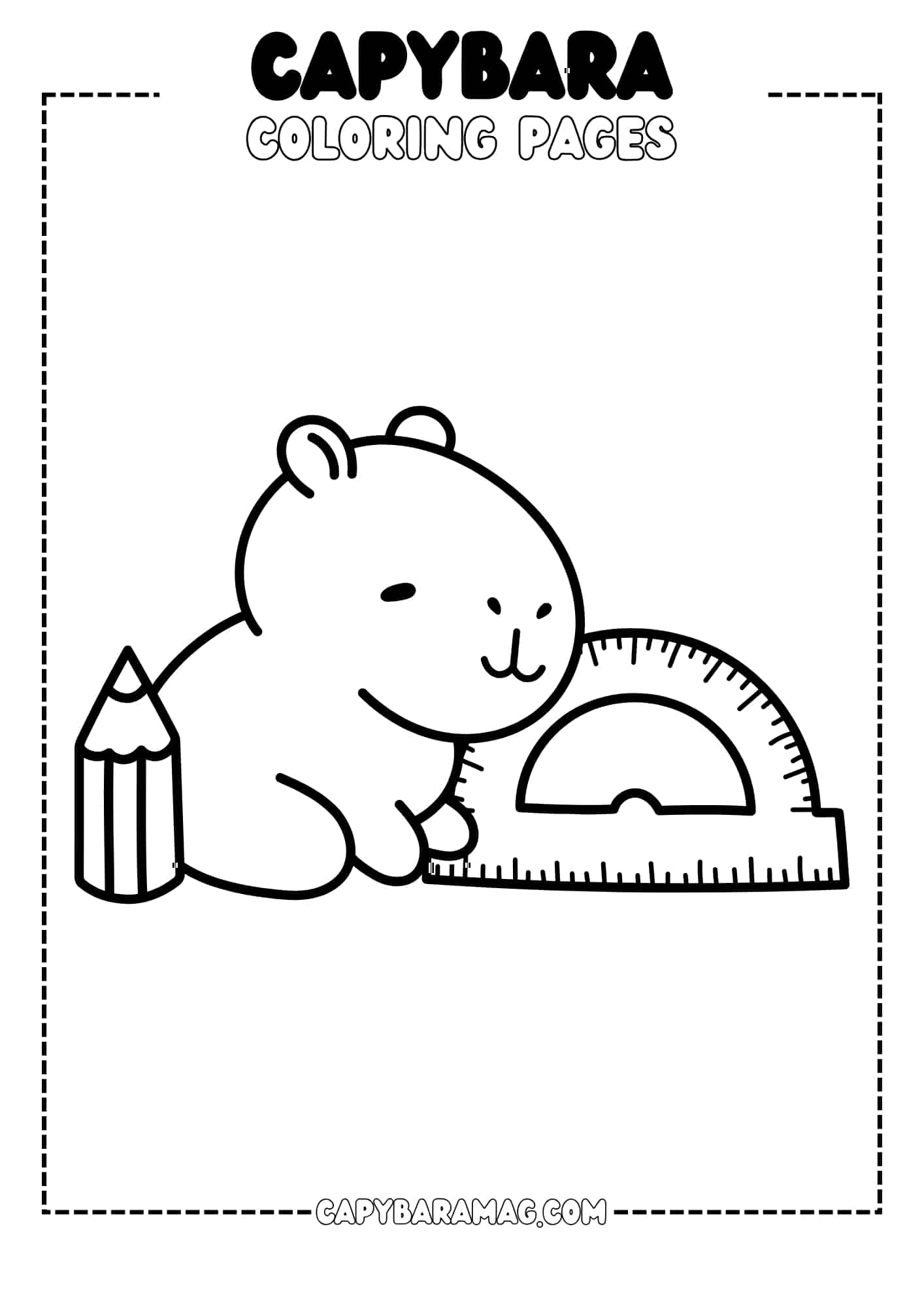 A coloring page featuring a capybara ready to do some math!