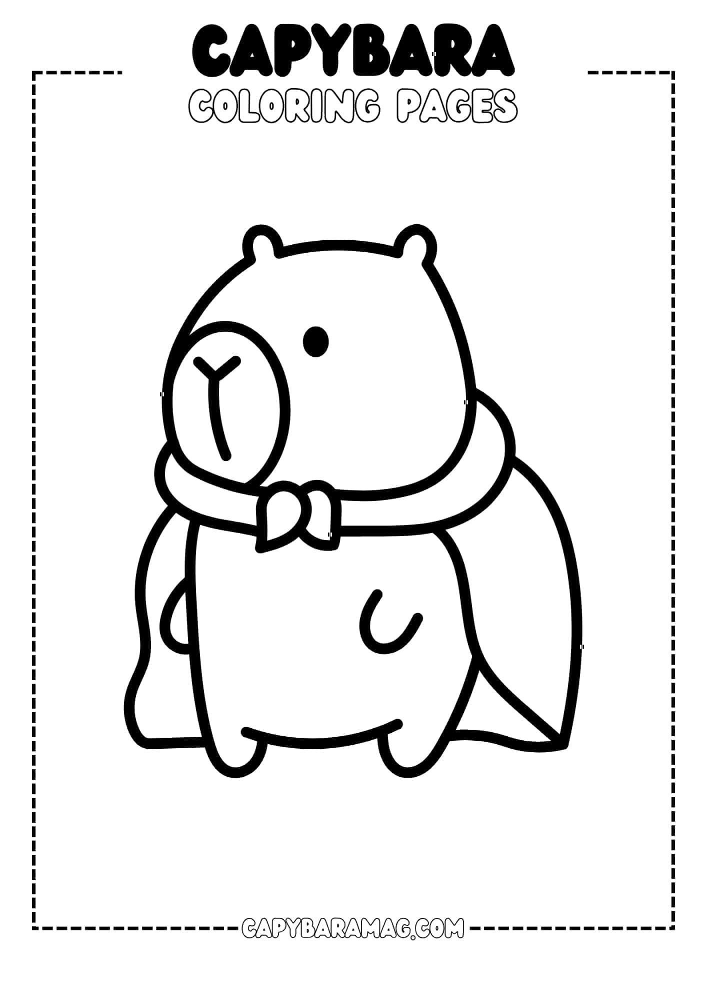 The capybara is drawn in a cute and simple style, perfect for young children to color.