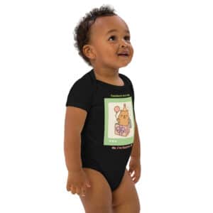 Newborn baby wearing cute capybara gift box bodysuit — perfect baby shower gift idea